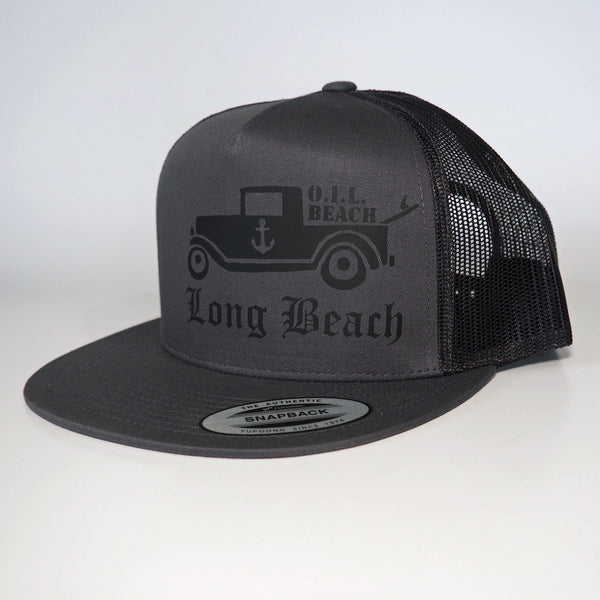 Long Beach Snap Back in Grey and Black