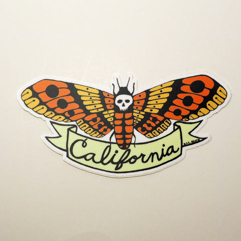 death moth california sticker. oilbeach.