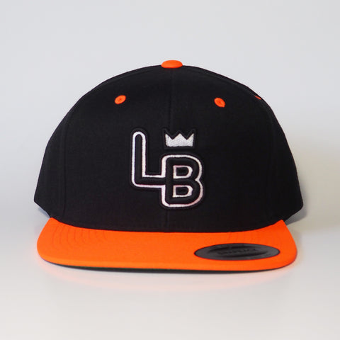 LB Royals Embroidered Snapback, Flat Visor, Black/Bright Orange