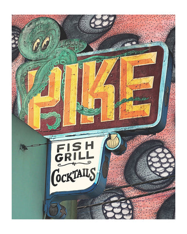 Pike Bar & Restaurant, Long Beach, CA - 8"x10" signed print